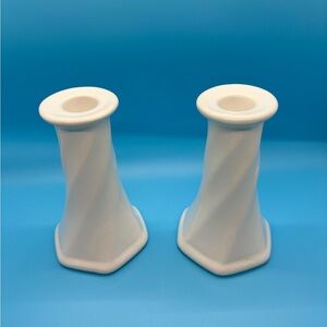 Vintage White Candlesticks-set of 2